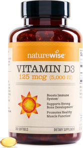 NatureWise Vitamin D3 5000iu (125 mcg) 1 Year Supply for Immune Support, Healthy Muscle Function, and Bone Health - Non - GMO, Gluten Free in Organic Extra Virgin Olive Oil, (Mini Softgel), 360 Count - Showlu Well Nation Store